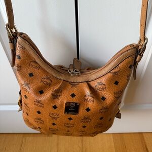 MCM Visetos Hobo Bag in Cognac